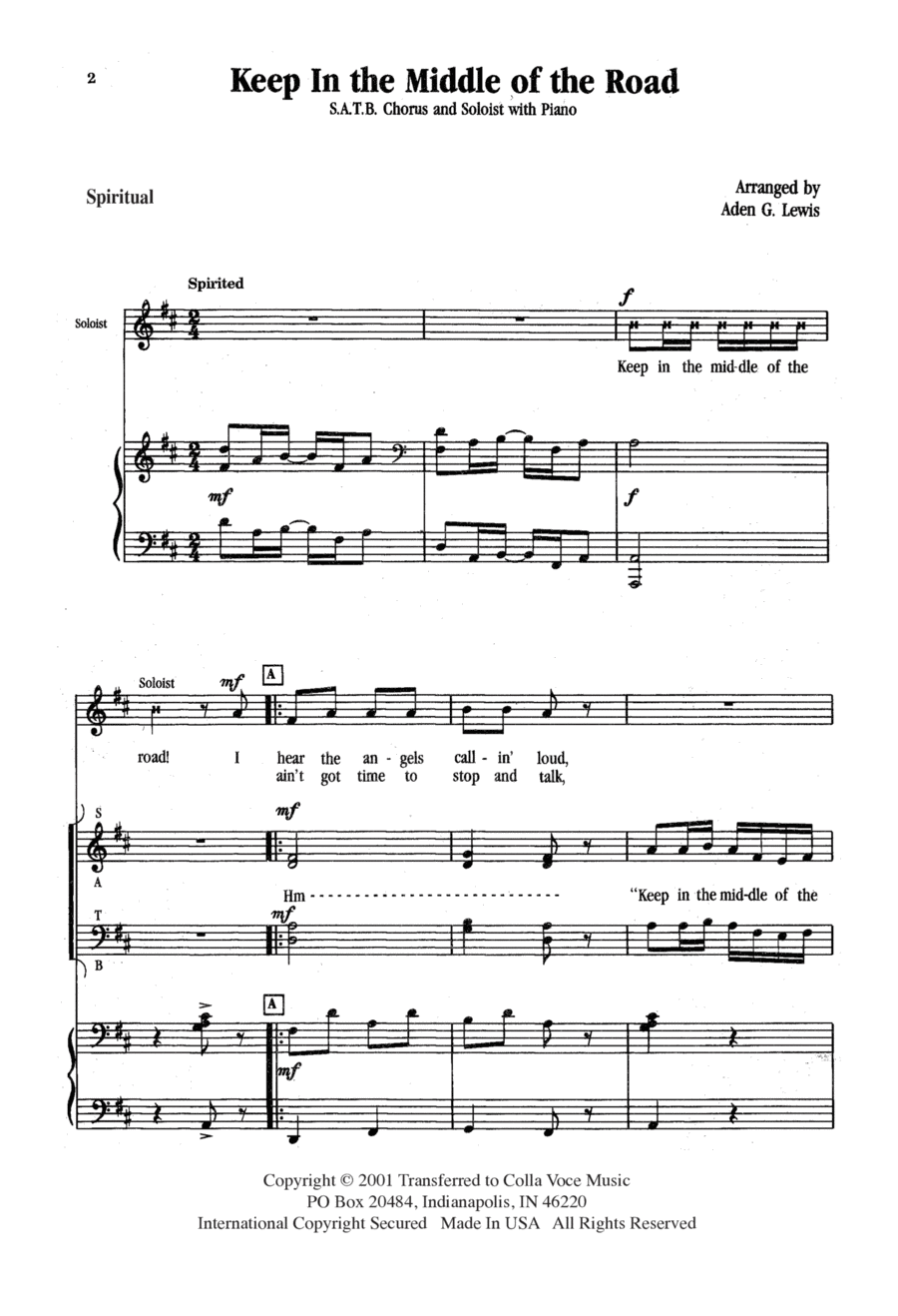 Keep In The Middle Of The Road 4-Part scores gallery preview page 1