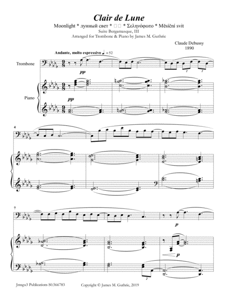 Debussy: Claire de Lune for Trombone & Piano image number null