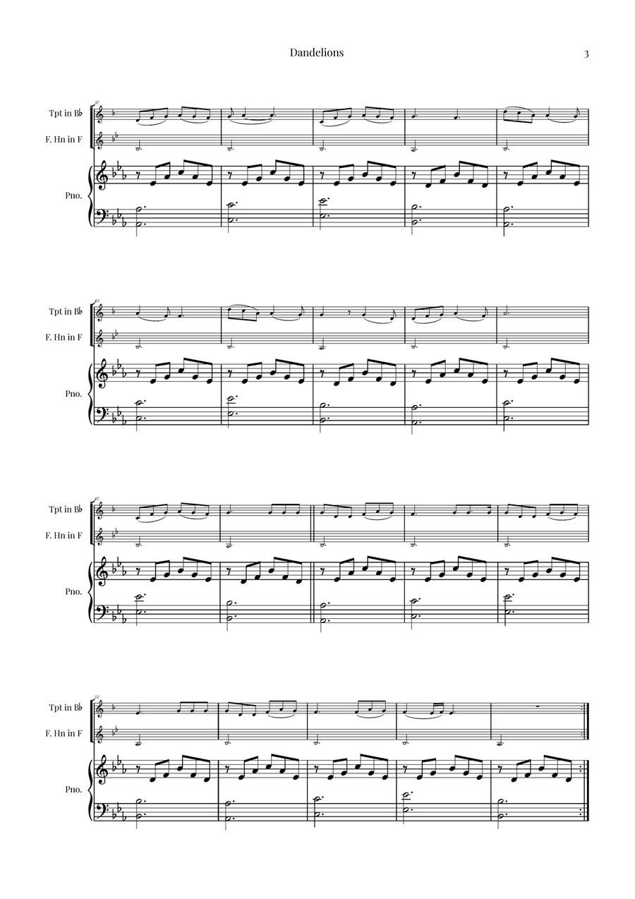 Dandelions Brass Duet scores gallery preview page 3