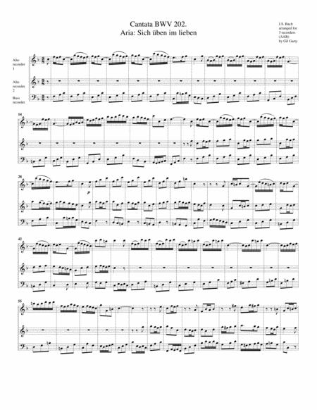 Two arias from Cantata BWV 202 (arrangement for 3 recorders)