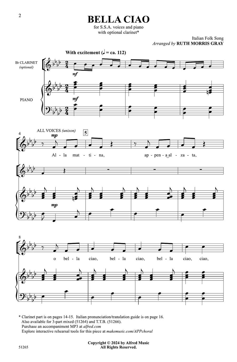 Bella Ciao Choir scores gallery preview page 1