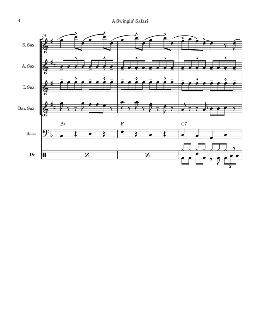 A Swingin' Safari Saxophone Quartet scores gallery preview page 4