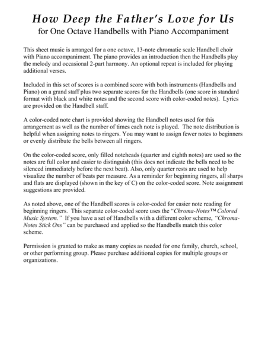 How Deep The Father's Love For Us Handbell Choir scores gallery preview page 3