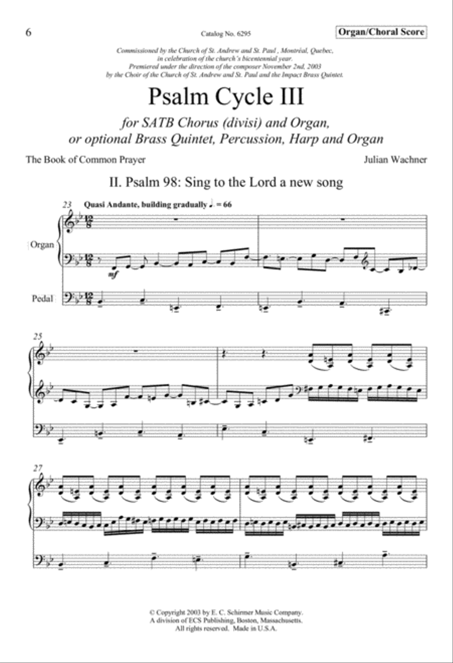 Psalm Cycle III: 1. Psalm 23 & 2. Psalm 98 4-Part scores gallery preview page 5