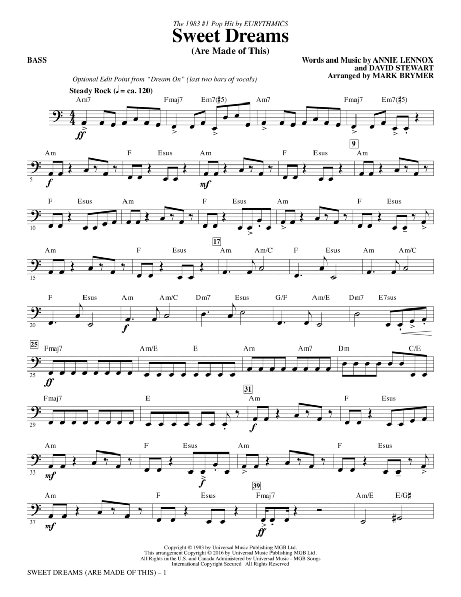 Sweet Dreams (Are Made of This) - Bass Choir scores gallery preview page 1