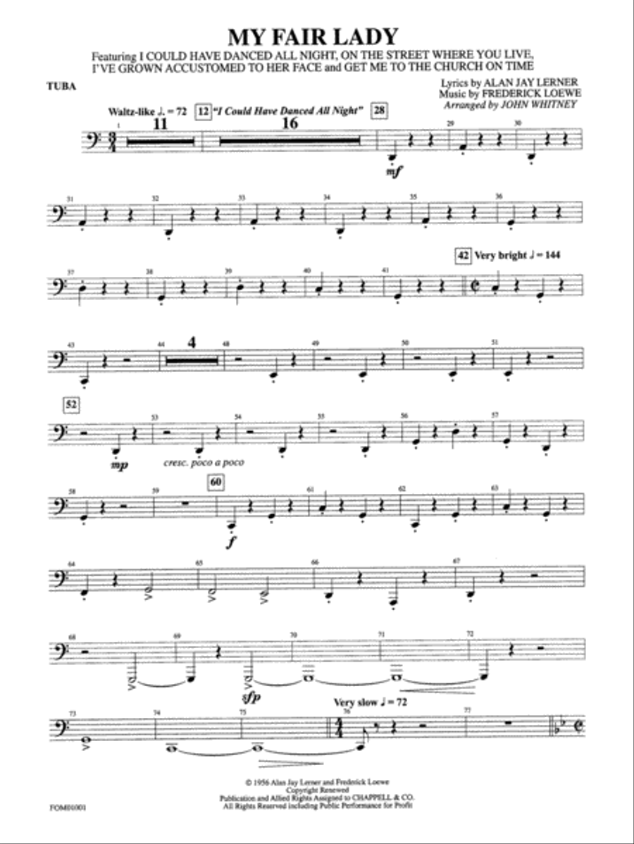 My Fair Lady (Medley): Tuba Full Orchestra scores gallery preview page 1