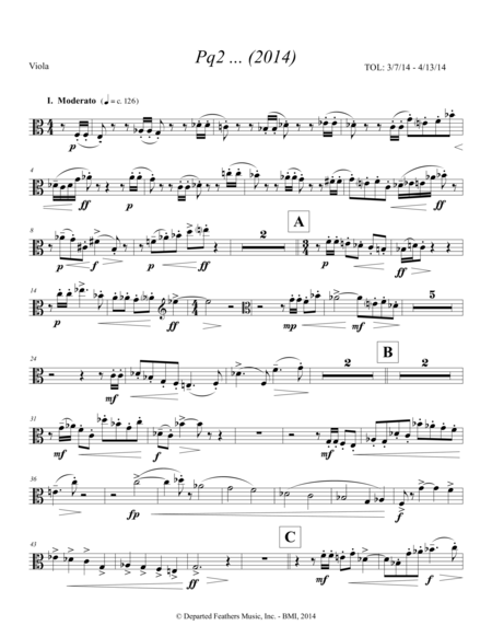 Pq2 ... (2014) for piano and string quartet, viola part