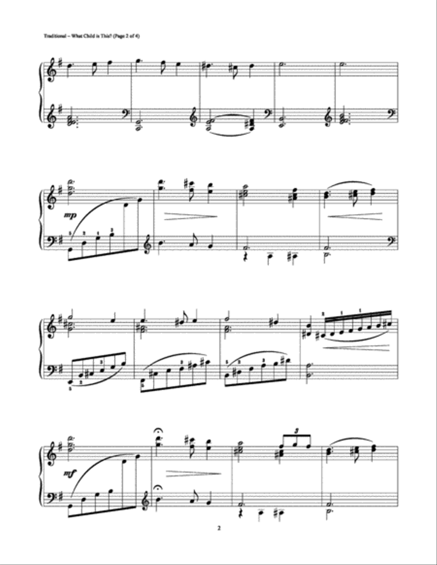 What Child Is This? (Greensleeves) Piano Solo scores gallery preview page 2