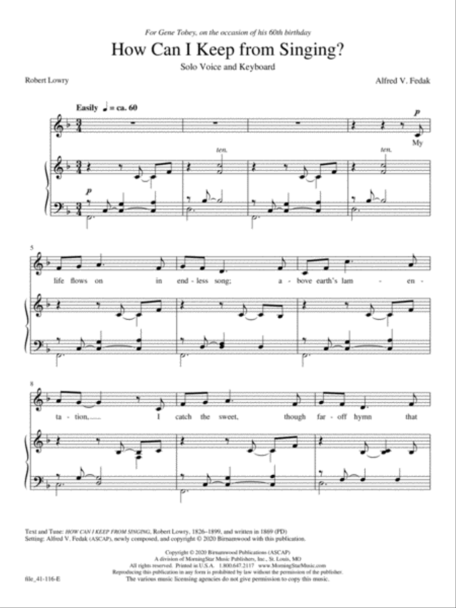 How Can I Keep From Singing Voice Solo scores gallery preview page 1