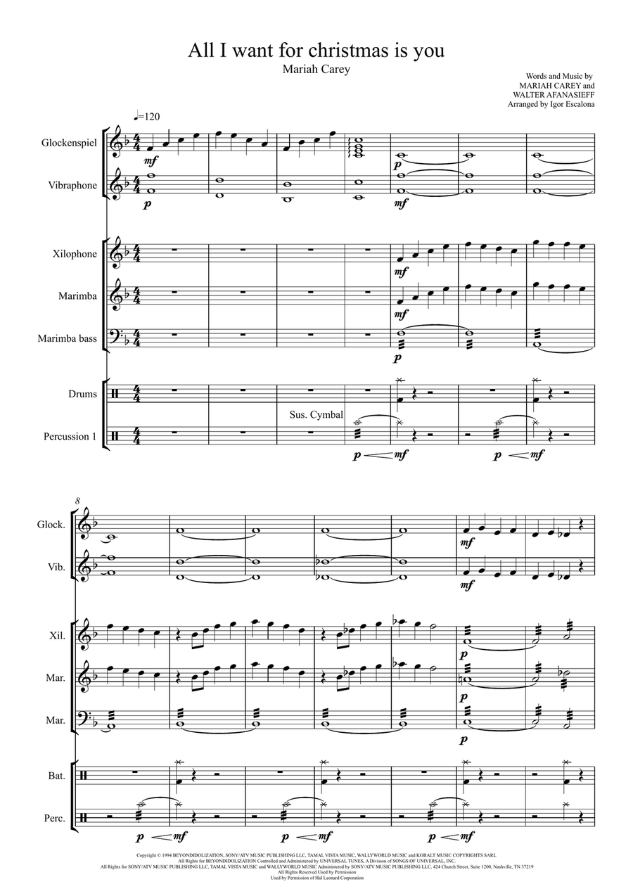 All I Want For Christmas Is You Percussion Ensemble scores gallery preview page 3
