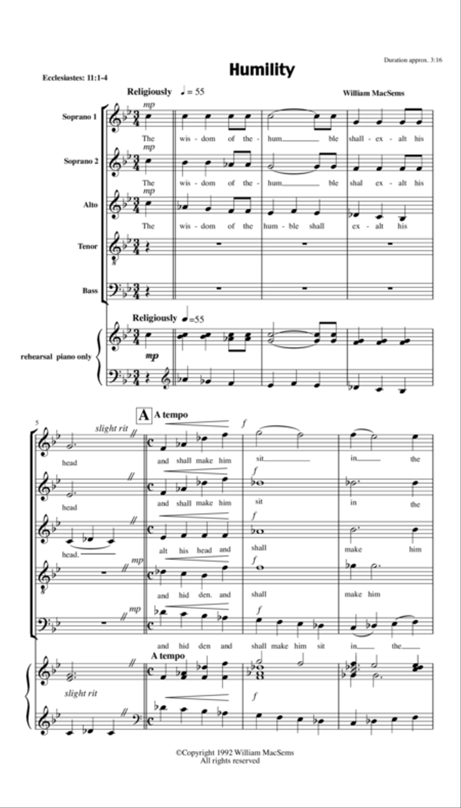 Humility Humility A Cappella scores gallery preview page 1