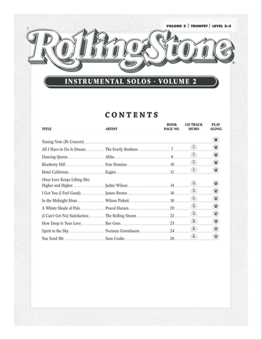 Selections from Rolling Stone Magazine's 500 Greatest Songs of All Time (Instrumental Solos), Volume 2 image number null