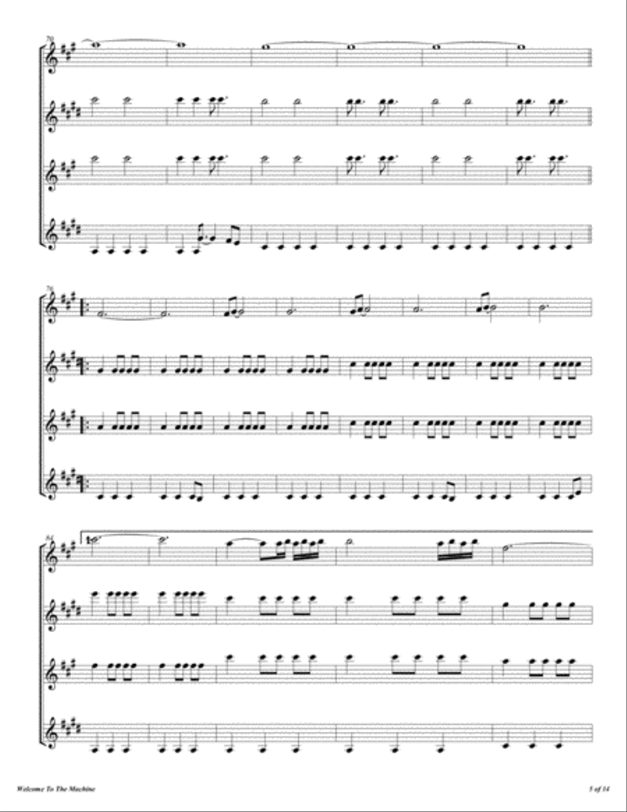 Welcome To The Machine Woodwind Quartet scores gallery preview page 6