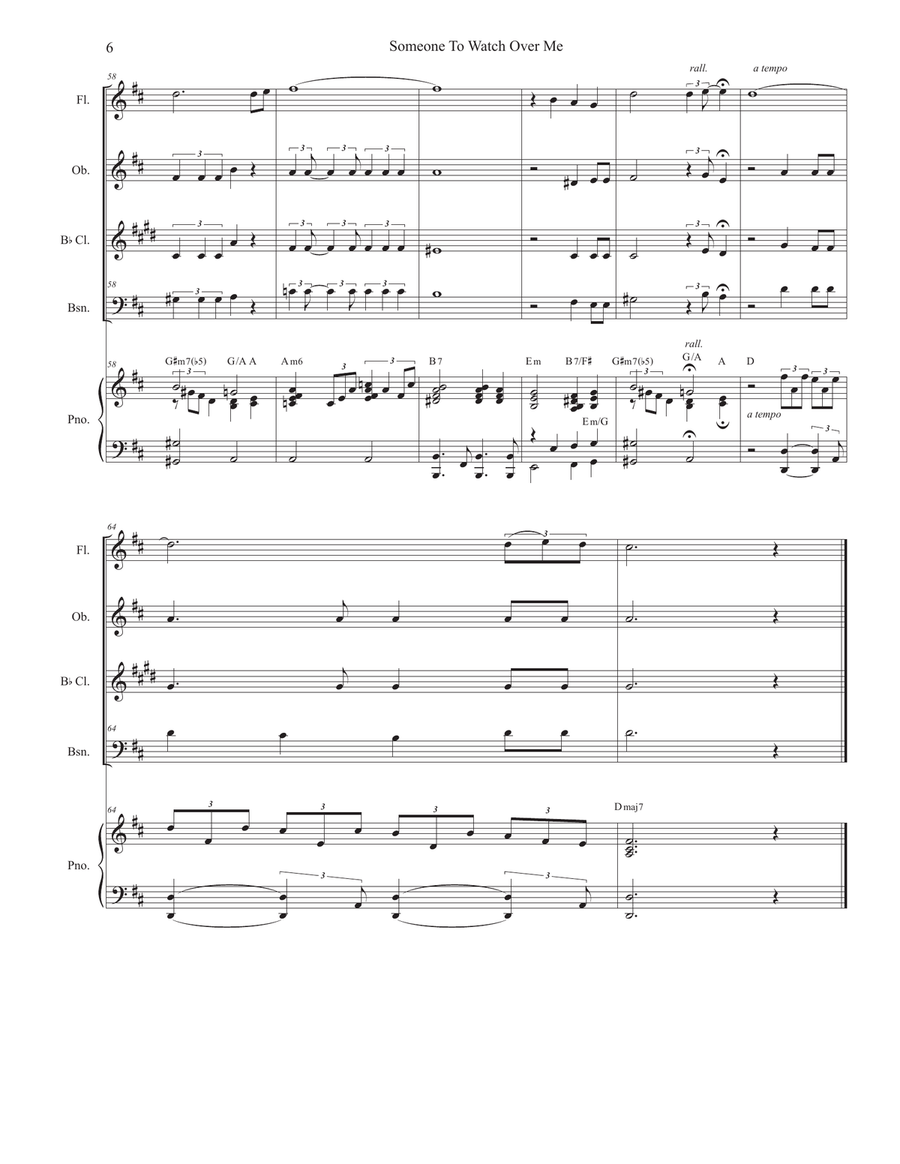 Someone To Watch Over Me Woodwind Quartet scores gallery preview page 6