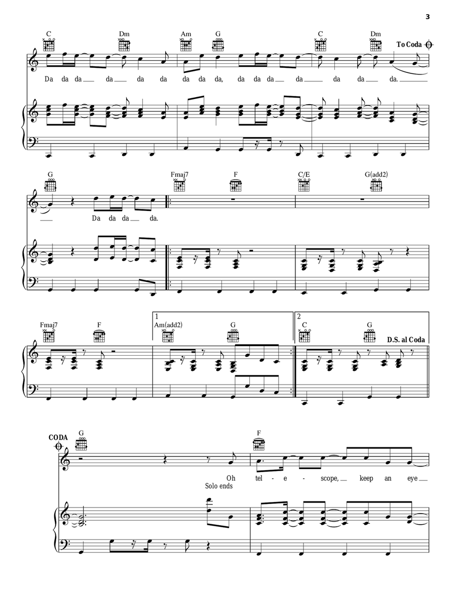 Galaxies Piano, Vocal, Guitar scores gallery preview page 3