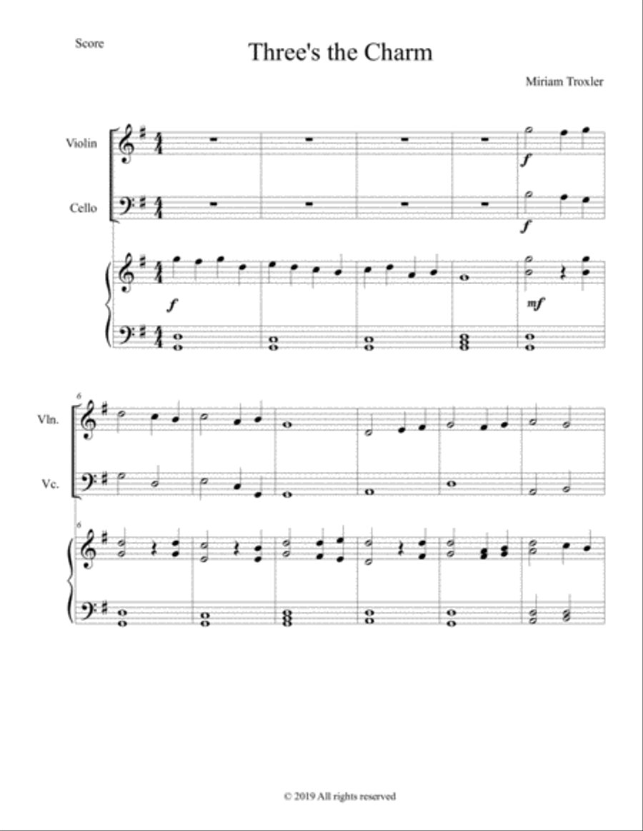 Three's the Charm Piano Trio scores gallery preview page 1