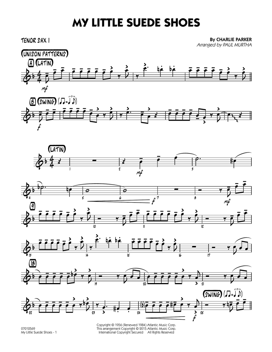 My Little Suede Shoes - Tenor Sax 1 Jazz Ensemble scores gallery preview page 1