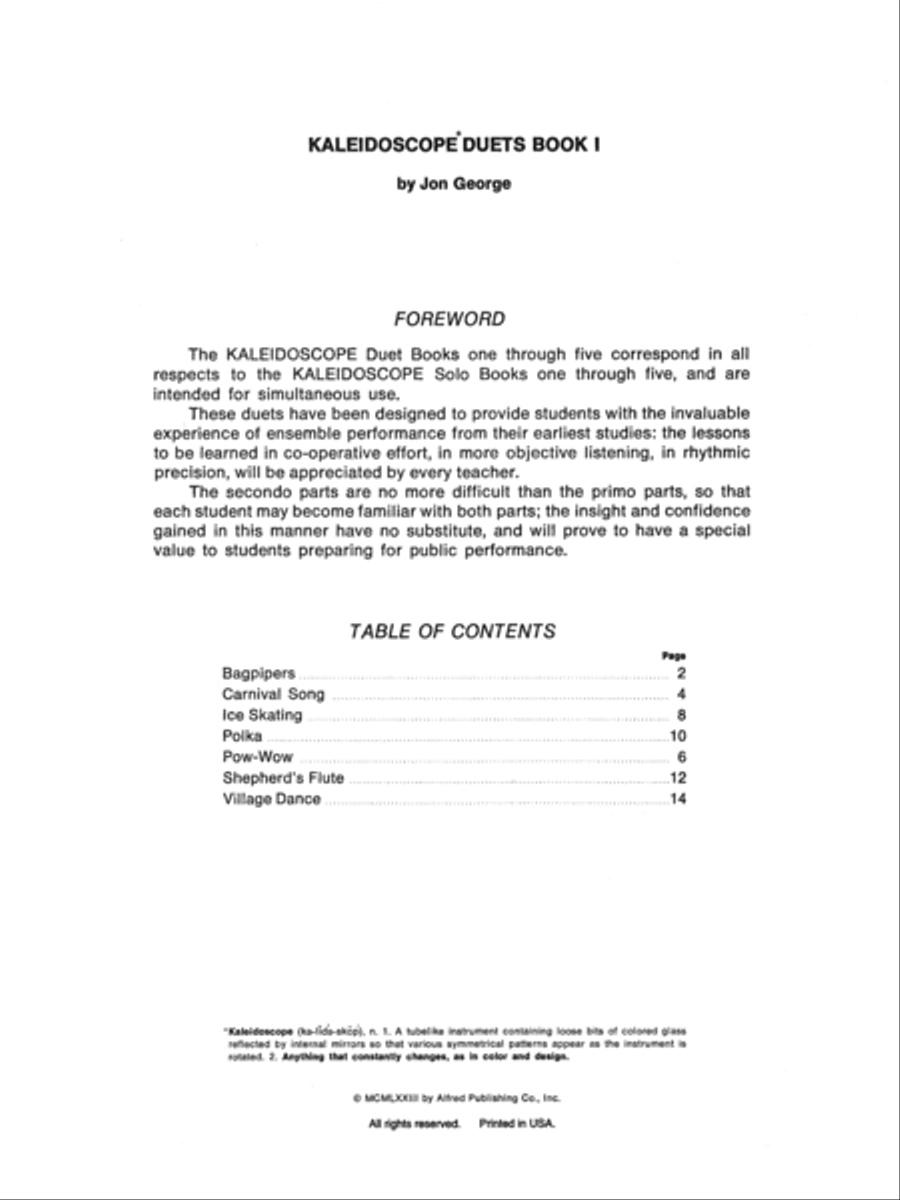 Kaleidoscope Duets, Book 1 Small Ensemble scores gallery preview page 2