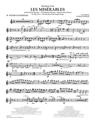 Book cover for Selections from Les Misérables (arr. Warren Barker) - Bb Tenor Saxophone