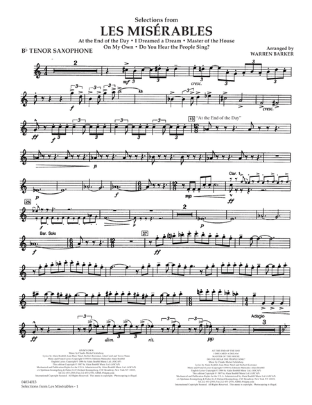Selections from Les Misérables (arr. Warren Barker) - Bb Tenor Saxophone