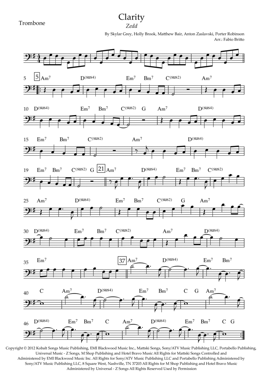 Clarity Trombone Solo scores gallery preview page 1
