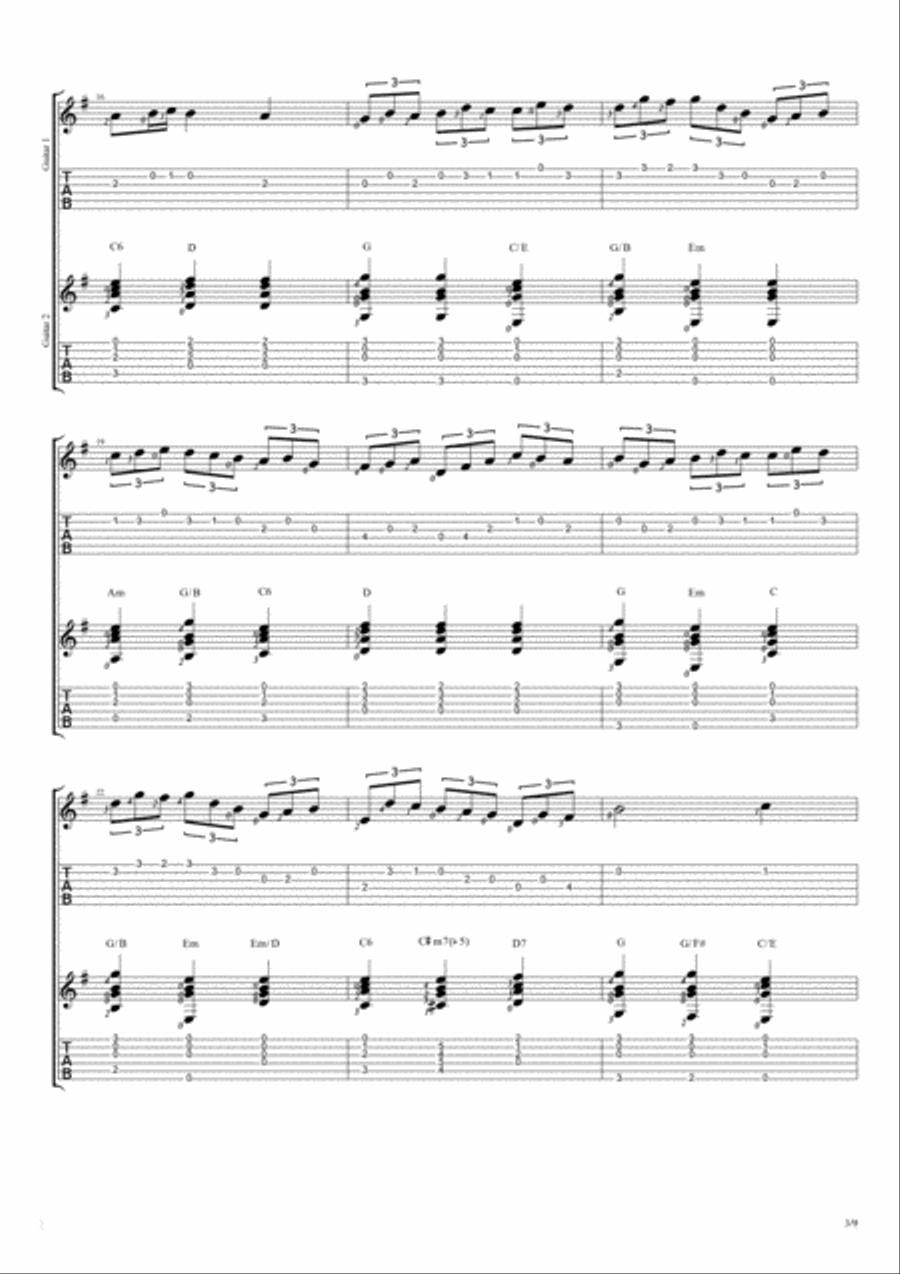 Jesu, Joy Of Man's Desiring (Duet Guitar Tablature) Classical Guitar scores gallery preview page 3