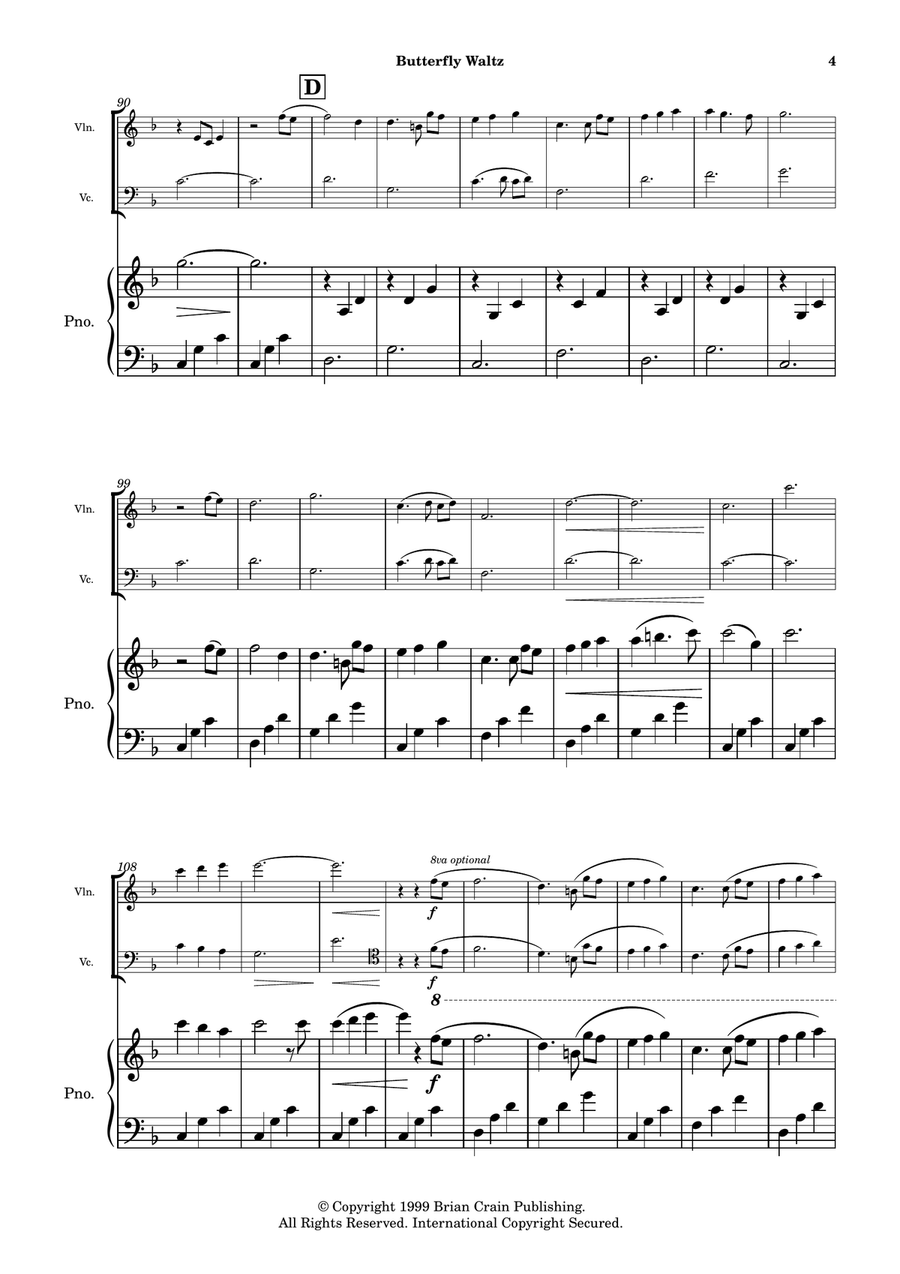 Butterfly Waltz Piano Trio scores gallery preview page 5