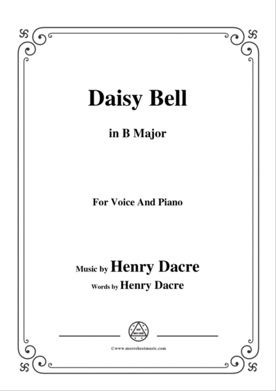 Henry Dacre-Daisy Bell,in B Major,for Voice and Piano Voice Solo scores gallery preview page 1