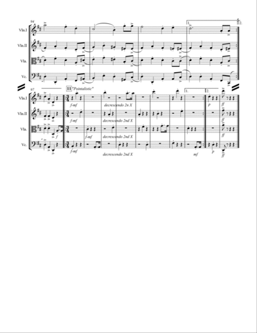 Happy Birthday and Stylistic Variations (for String Quartet) String Quartet scores gallery preview page 6