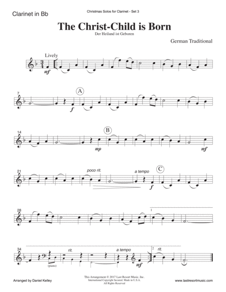 Christmas Solos for Clarinet & Piano Set 3