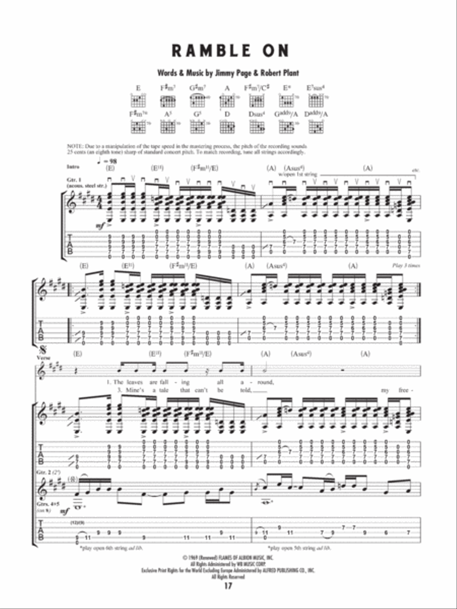 Ramble On Guitar Tablature scores gallery preview page 1
