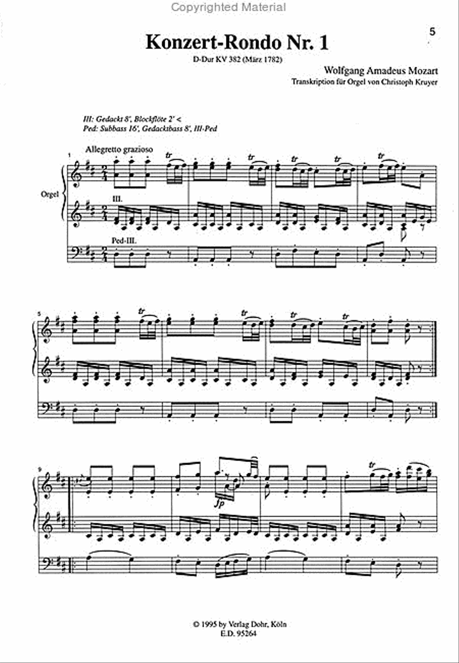 Konzert-Rondo Nr. 1 D-Dur KV 382 (1782) (für Orgel) Organ scores gallery preview page 2