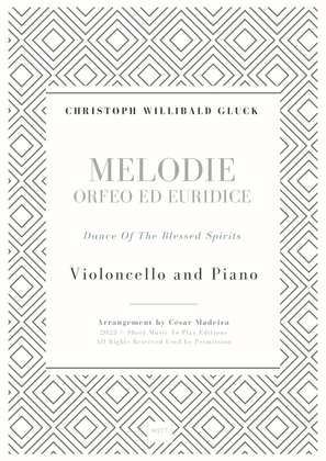 Book cover for Melodie from Orfeo ed Euridice - Cello and Piano (Full Score)