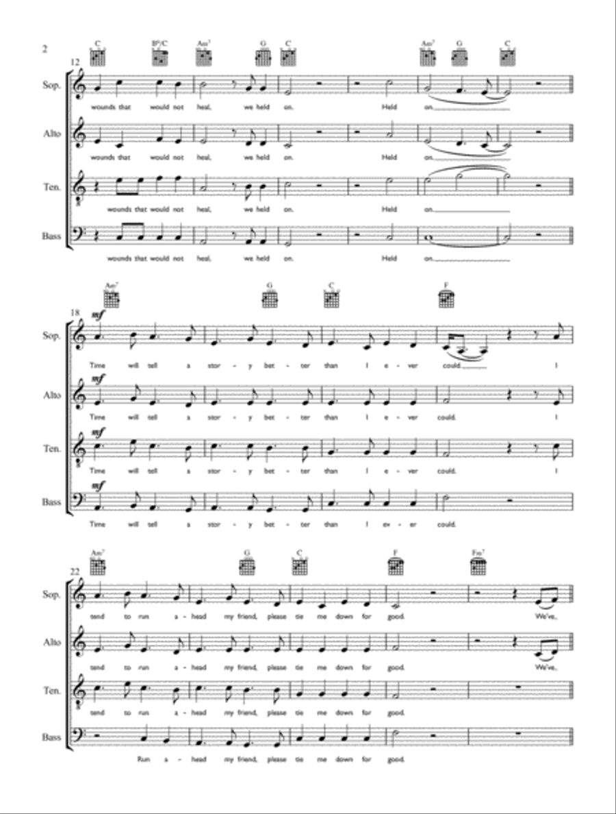 White Keys - SATB + Keyboard/Guitar 4-Part scores gallery preview page 2
