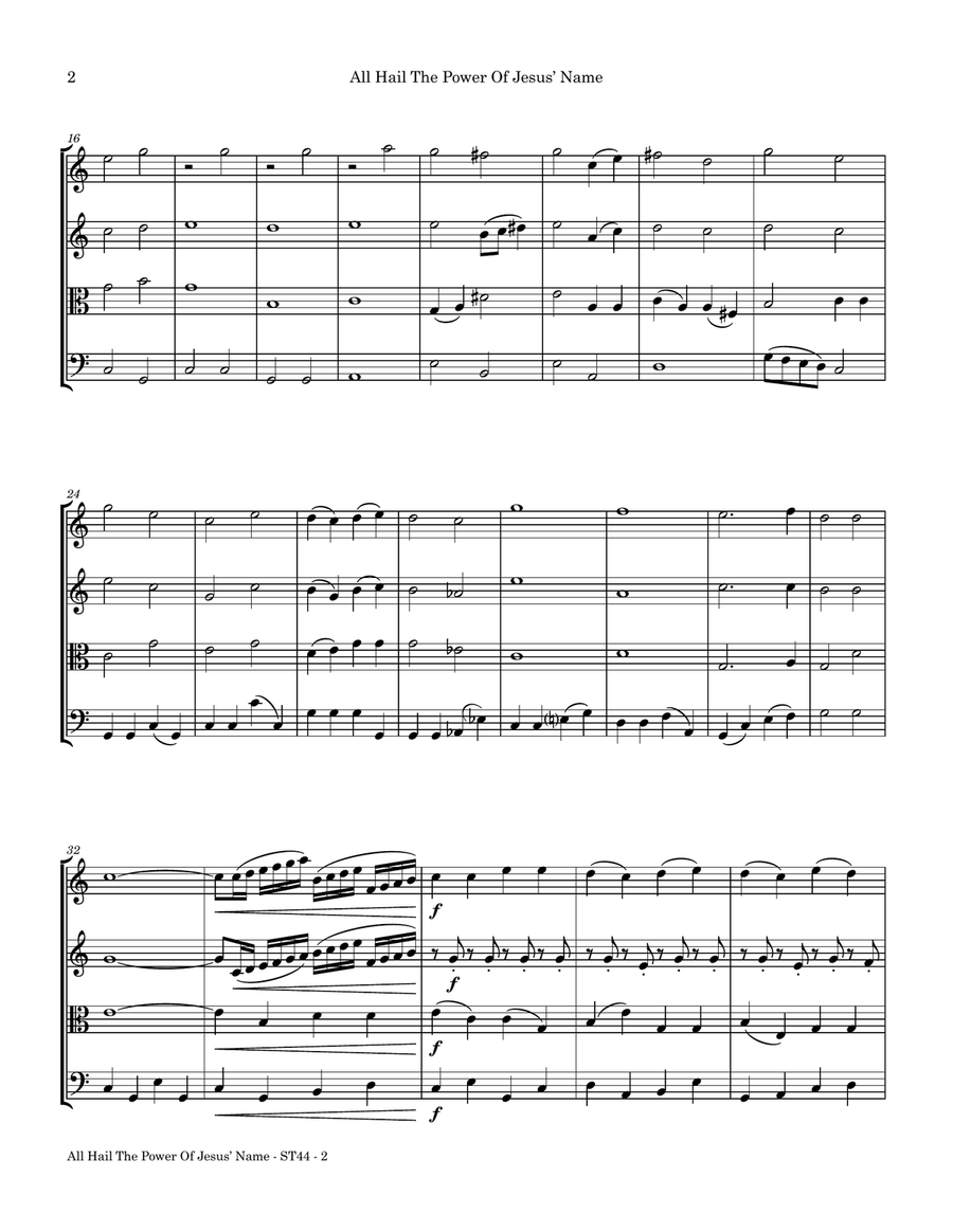 All Hail The Power of Jesus' Name String Quartet scores gallery preview page 4