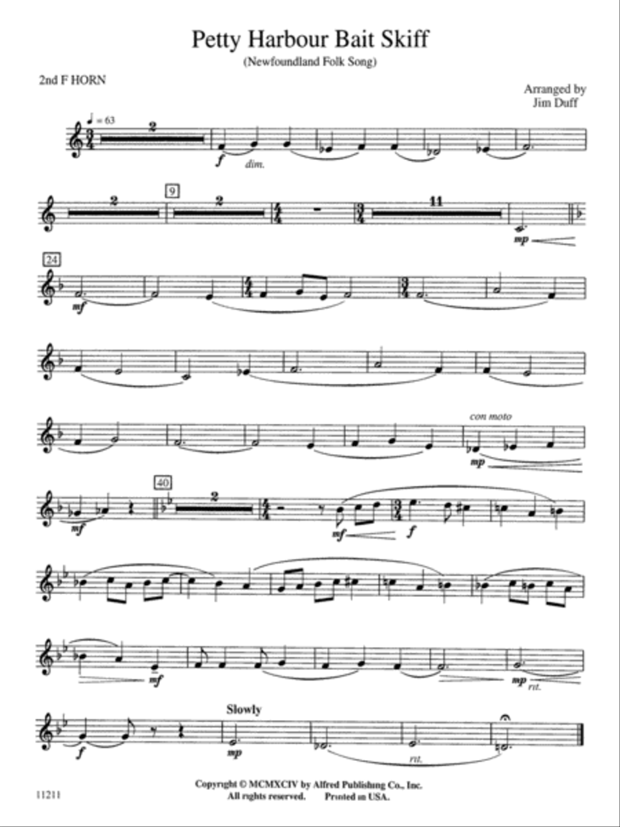 Petty Harbour Bait Skiff: 2nd F Horn Concert Band scores gallery preview page 1