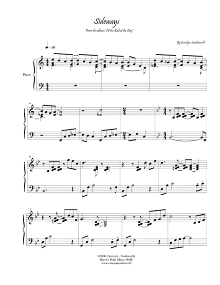 Sideways Sideways Piano Solo scores gallery preview page 1