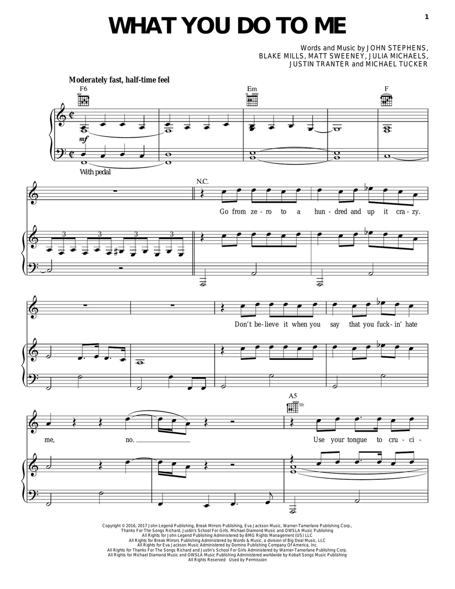 What You Do To Me What You Do To Me Piano, Vocal, Guitar scores gallery preview page 1