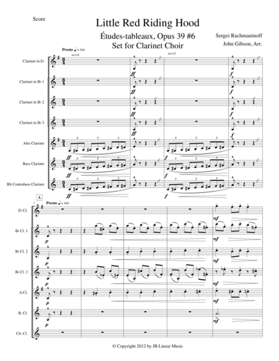 Little Red Riding Hood by Rachmaninoff for clarinet choir image number null