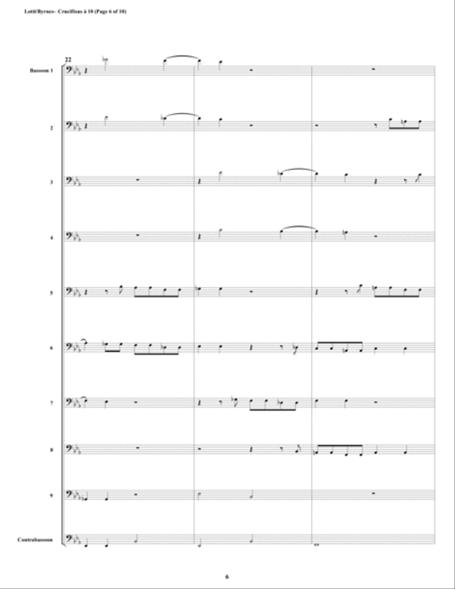Crucifixus a 10 by Antonio Lotti (Bassoon Choir) Woodwind Ensemble scores gallery preview page 6