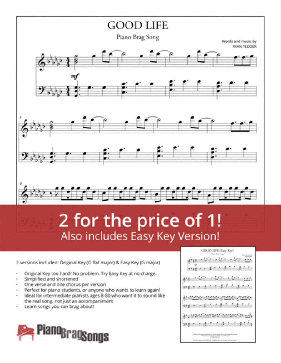 Good Life Easy Piano scores gallery preview page 1