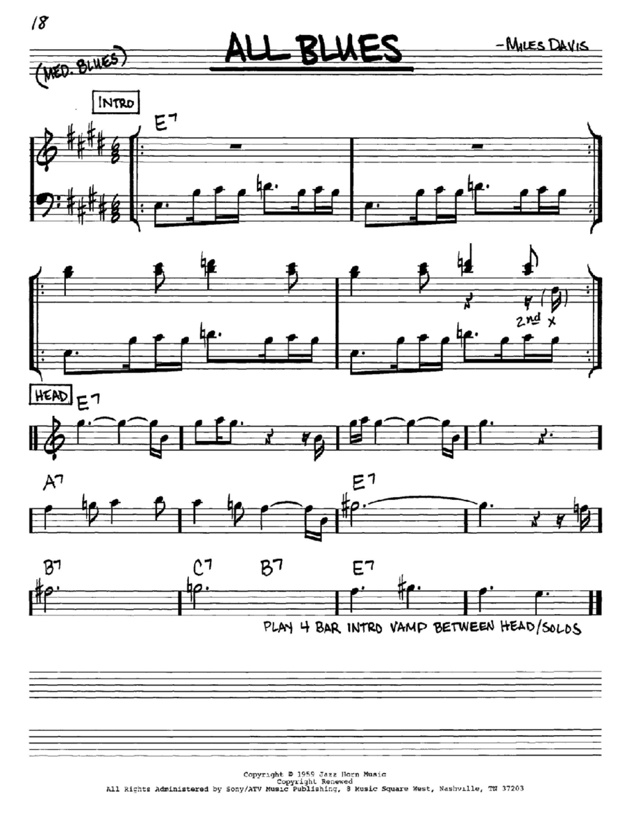 All Blues E-Flat Instrument scores gallery preview page 1