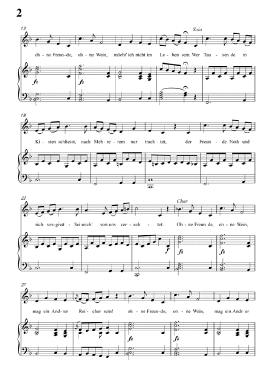 Schubert-Trinklied in F for Vocal and Piano Voice scores gallery preview page 3