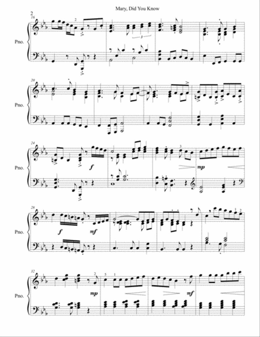 Mary, Did You Know? Piano Solo scores gallery preview page 3