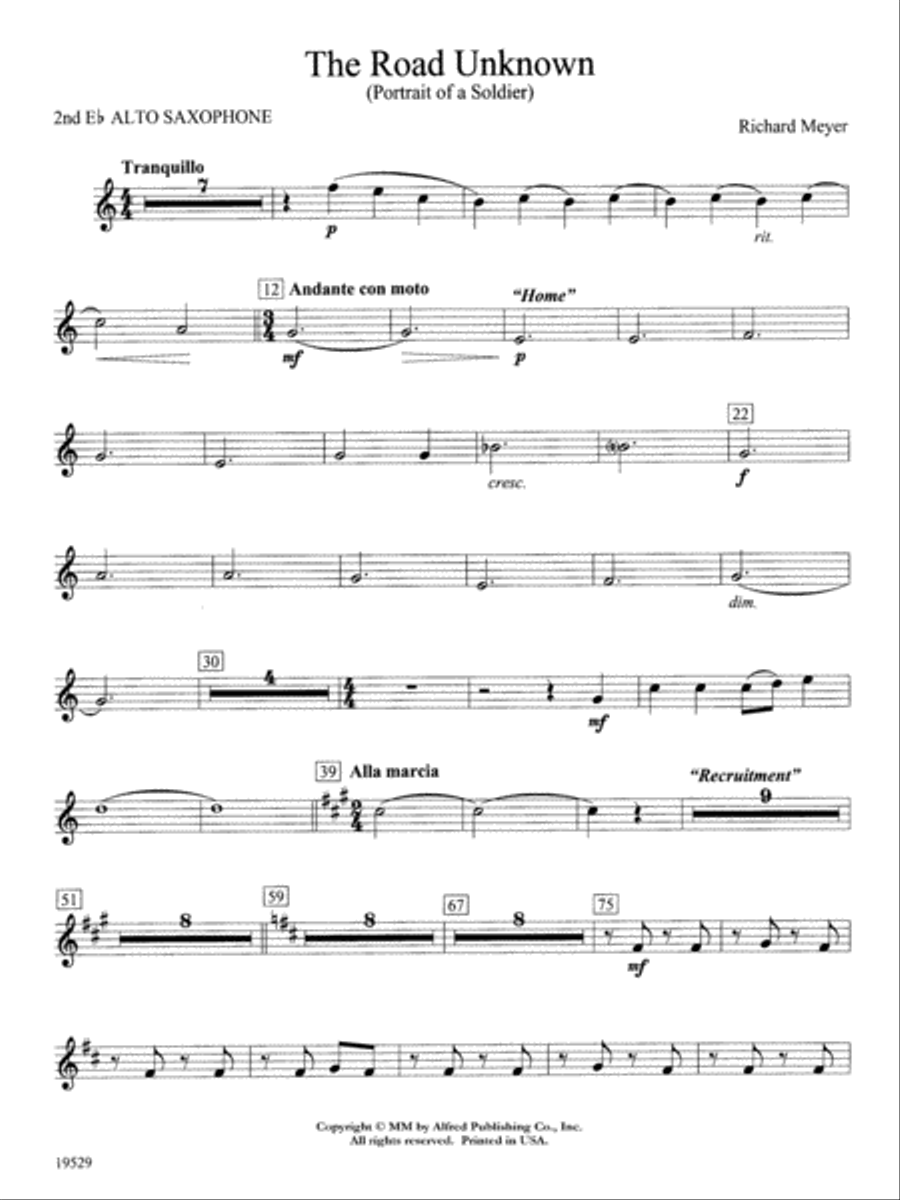 The Road Unknown: 2nd E-flat Alto Saxophone Concert Band scores gallery preview page 1