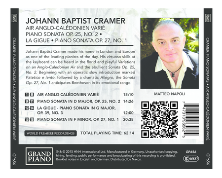 Cramer: Air Anglo-Caledonian Varie - Piano Sonata No. 2 in D Major, Op. 25 - La Gigue - Piano Sonata No. 1 in F Minor, Op. 27