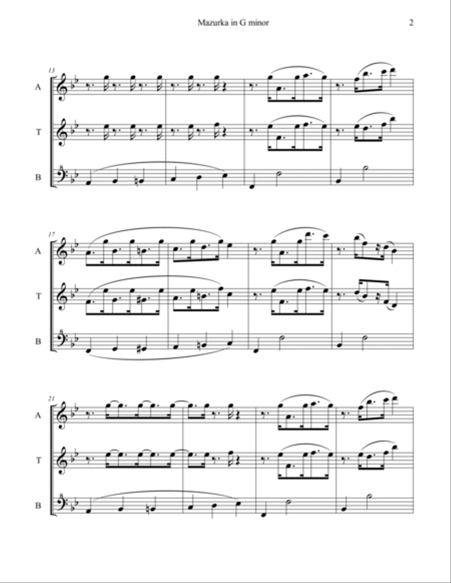 Saint-Saens Mazurka for Recorder Trio Recorder scores gallery preview page 4