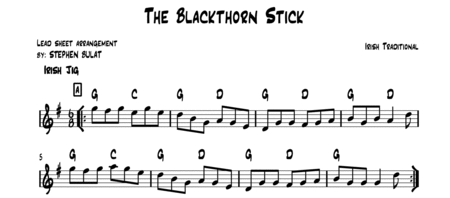 The Blackthorn Stick (Irish Traditional) - Lead sheet in original key of G