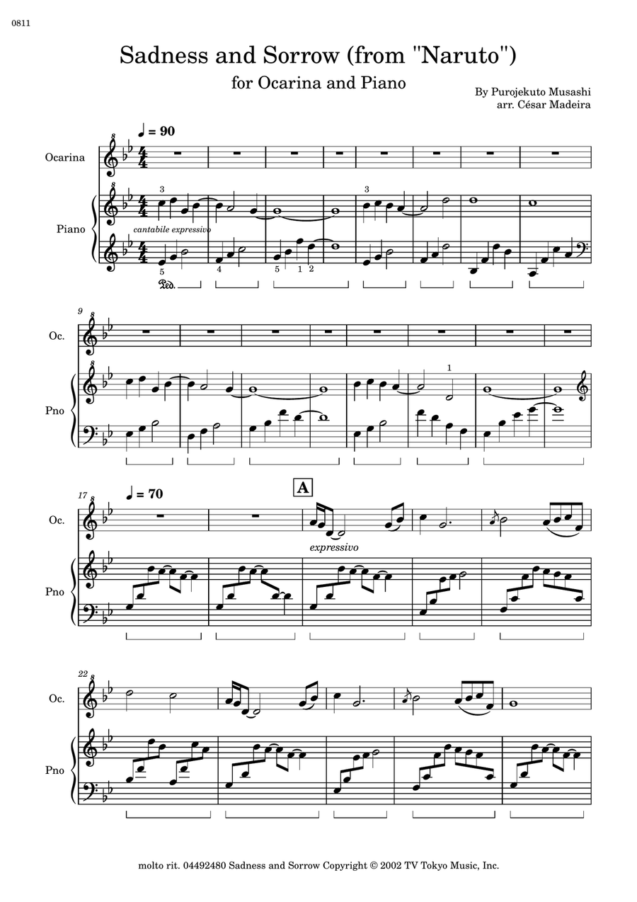 Sadness And Sorrow Ocarina scores gallery preview page 2