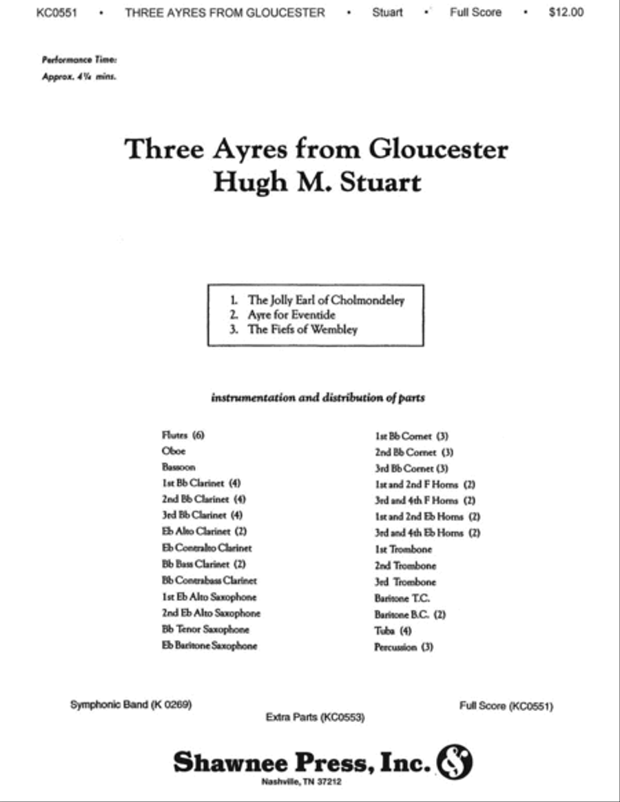 Three Ayres from Gloucester Concert Band scores gallery preview page 1